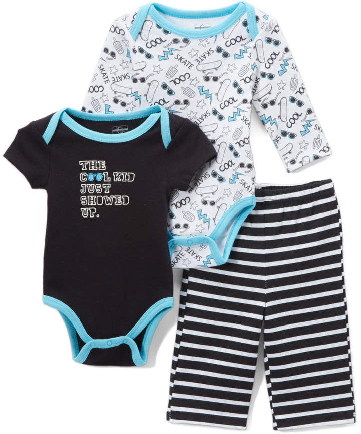 Black & Blue Stripe Skateboard Pants Set - Newborn & Infant