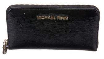 Michael Kors Patent Leather Zip-Around Wallet - BLACK - STYLE