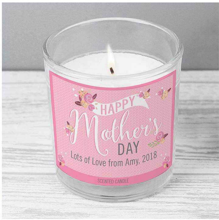 Mothers Day Personalised Floral Bouquet Scented Jar Candle