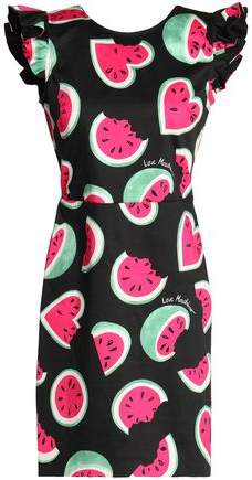 Open-Back Ruffled Printed Cotton Mini Dress