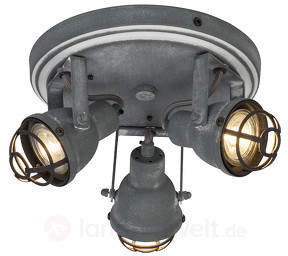 Im Industrie-Design - 3-flg. LED-Deckenlampe Bente
