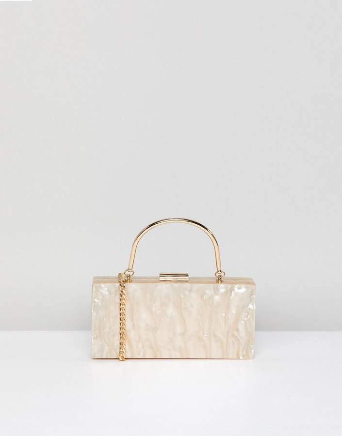 DESIGN Marble Clutch Bag With Metal Handle