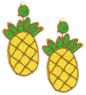 Pineapple Seedbead Clip-On Earrings