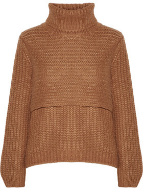 Layered Ribbed-Knit Turtleneck Sweater