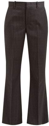 Gucci Logo Pinstripe Flared Wool Twill Trousers - Womens - Grey Multi