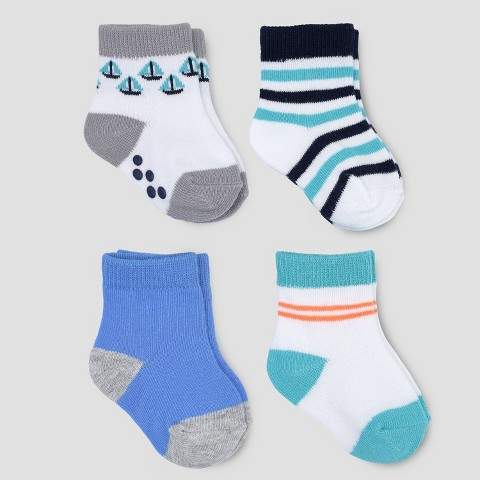 Just One You made by carter Baby Boys' 4pk Sailboat Crew Socks - Just One You® made by carter's Blue/Green 0-3M