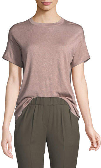 Crewneck Short-Sleeve Cashmere Lurex®; T-Shirt