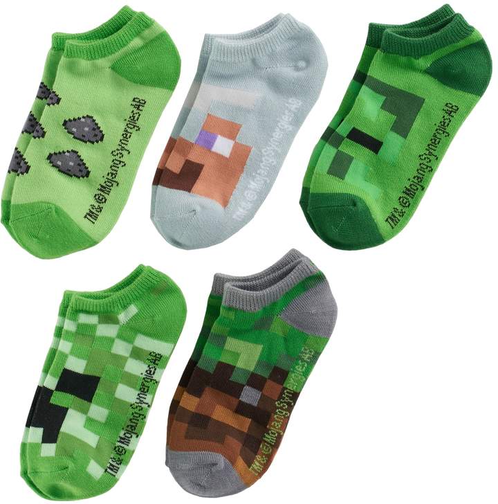 Boys 4-20 Minecraft 5-Pack No-Show Socks