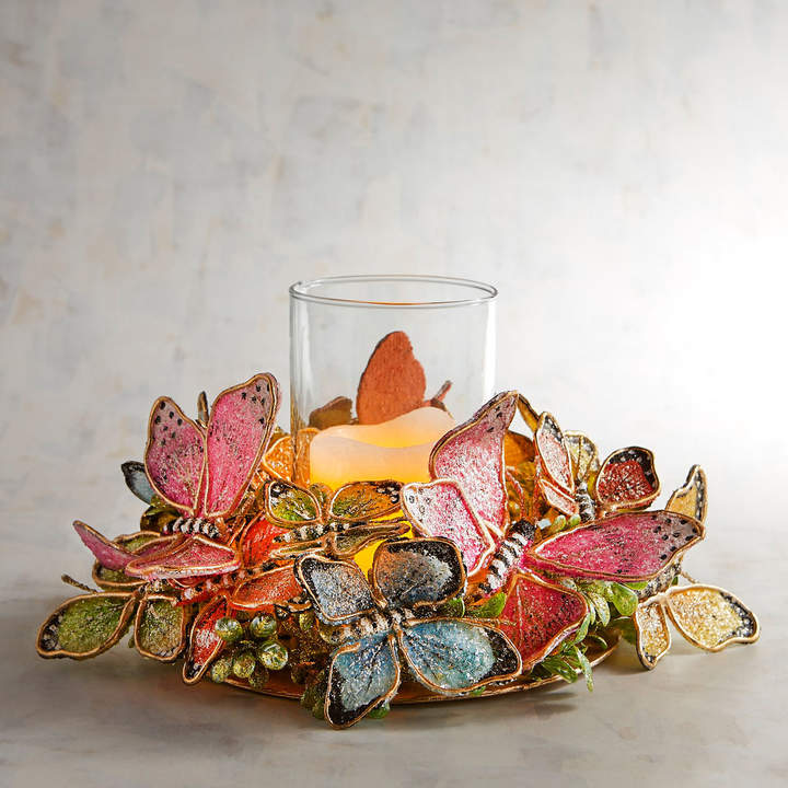 Bright Butterfly Hurricane Candle Holder