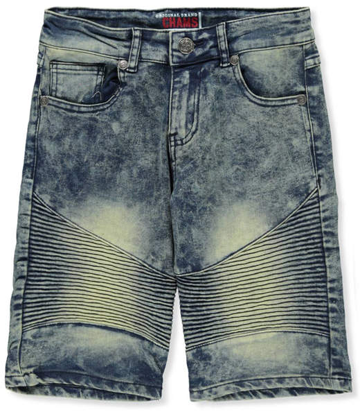 Light Blue Distressed Chams Moto Jeans - Toddler