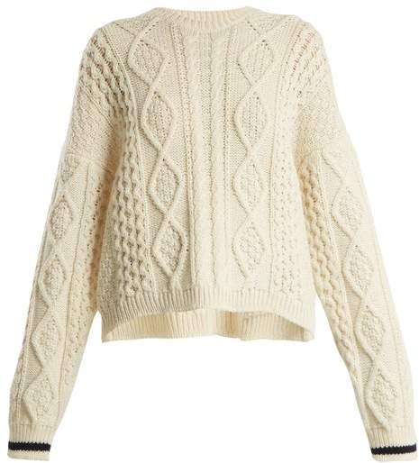Oversized Aran-knit wool sweater