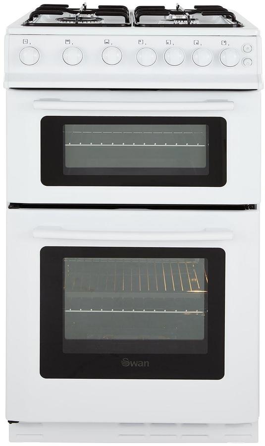 Swan SX2071W 50cm Wide Freestanding Twin Cavity Gas Cooker White