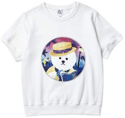 [Unisex] Lala Dog Patch Short Sleeve Sweatshirt White
