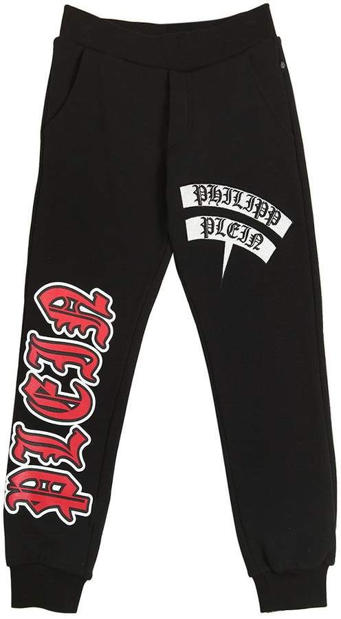 Philipp Plein Junior Logo Printed Cotton Sweatpants