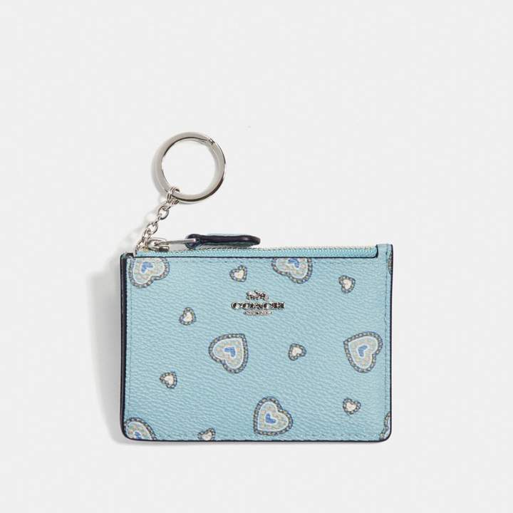 Coach New YorkCoach Mini Skinny Id Case With Western Heart Print - LIGHT TURQUOISE WESTERN HEART/SILVER - STYLE