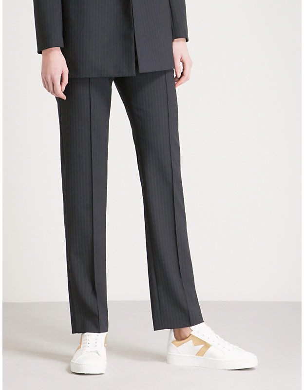 Palere high-rise striped woven straight-leg trousers