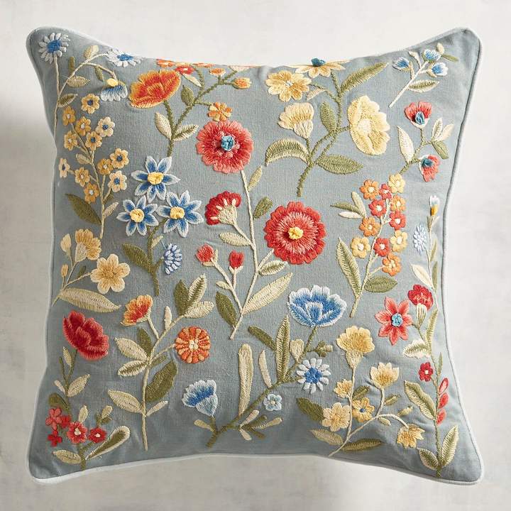 Embroidered Multifloral Pillow