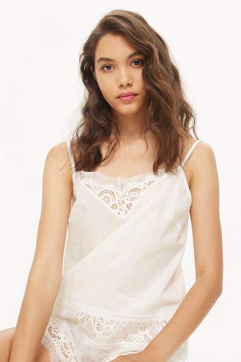 Premium cotton and lace pyjama camisole top