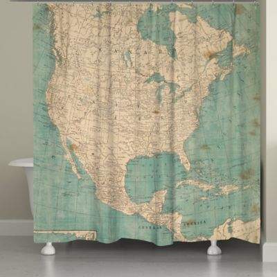 Laural Home® North America Map Shower Curtain in Beige