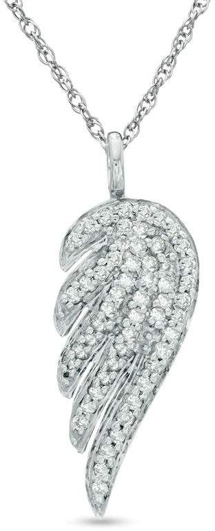 Previously Owned - 1/3 CT. T.W. Diamond Single Wing Pendant in 14K White Gold