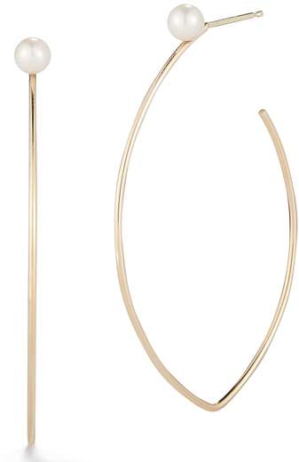 Pearl Marquise Hoop Earrings