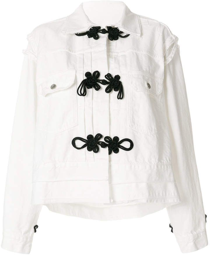 contrast-buckle fitted jacket