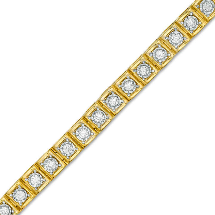 1 CT. T.W. Diamond Tennis Bracelet in Sterling Silver with 14K Gold Plate - 7.25