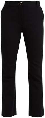 Valentino Mid Rise Wool Blend Flared Trousers - Womens - Black