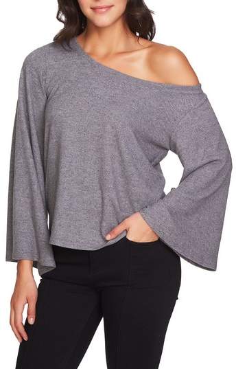 1.STATE The Cozy Bell Sleeve One Shoulder Top
