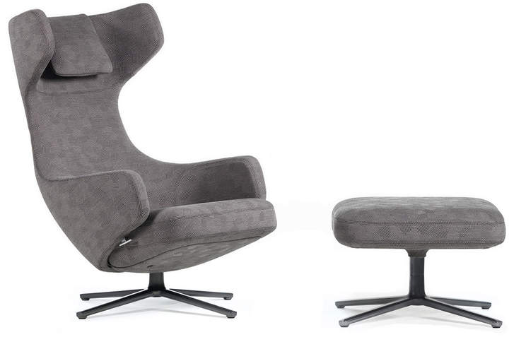 Grand Repos Sessel und Ottoman, Razzle Dazzle zink / pulverbeschichtet, Filzgleiter