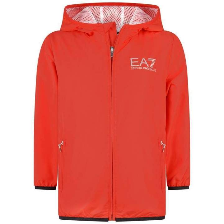 EA7 Emporio ArmaniBoys Red Showerproof Jacket With Hood