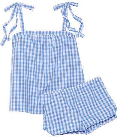 Sadie Gingham Cotton-poplin Pajama Set - Blue