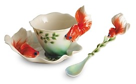 Franz Collection Goldfish Cup & Saucer with Spoon