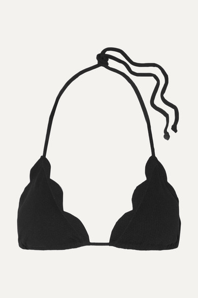 Broadway Scalloped Triangle Bikini Top - Black