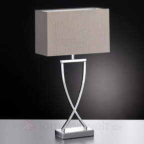 Moderne Textil-Tischleuchte Anni chrom-cappucino