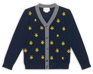 Little Boy's & Boy's Bees & Stars Wool Cardigan