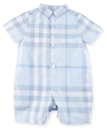 Kirk Check Collared Shortall, Ice Blue, Size 3-24 Months