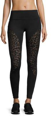 H-Rise Leopard-Lace Performance Leggings