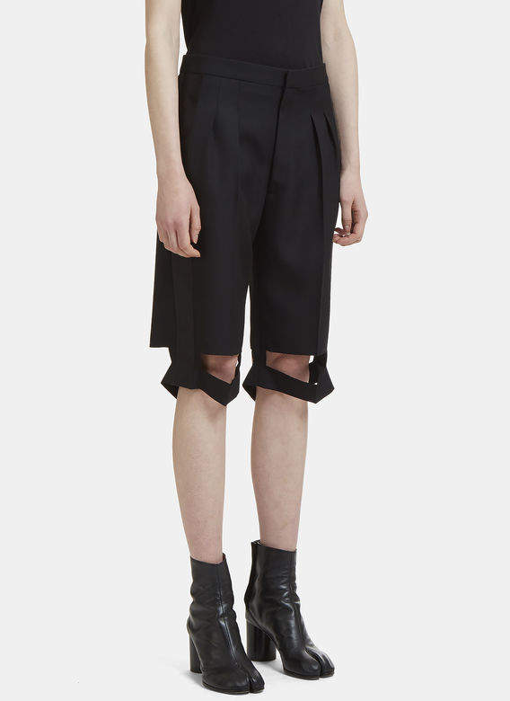 Deconstructed Tuxedo Shorts in Black