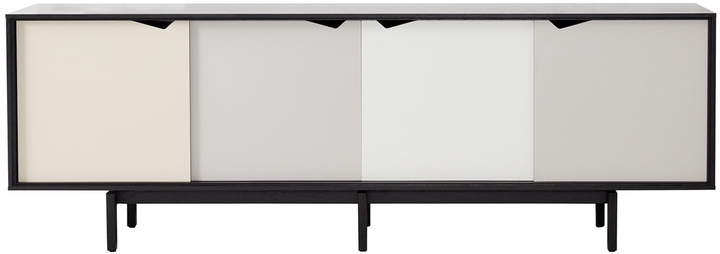 Andersen Furniture - S1 Sideboard, Eiche schwarz lackiert/ Türen Doeskin (beige), Iron (metallgrau), Silver (silber weiß), Iron (metallgrau)