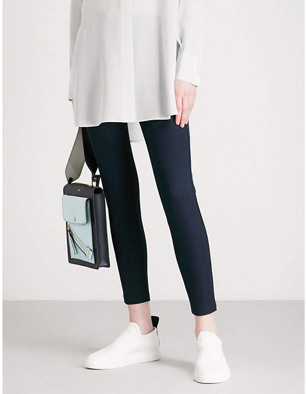Slim-fit skinny high-rise woven trousers