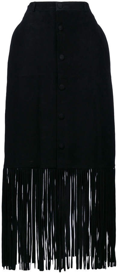 high-waisted fringed skirt