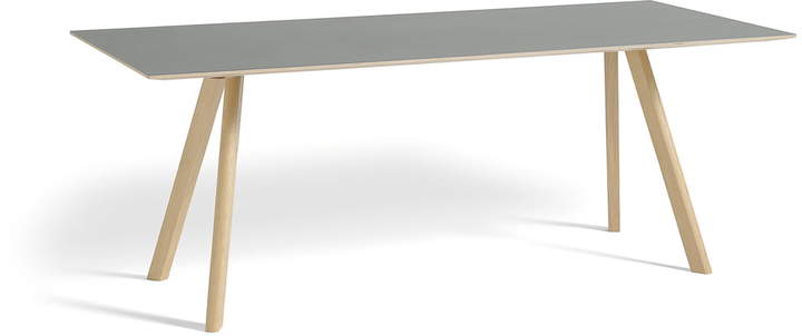 Hay - Copenhague CPH30 Esstisch 200 x 90 cm, Eiche matt lackiert / Tischplatte Linoleum Grau