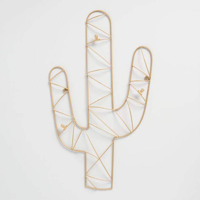 Gold Wire Cactus Photo Clip Wall Panel