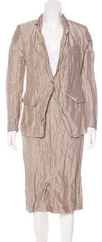 Metallic Notch-Lapel Skirt Suit