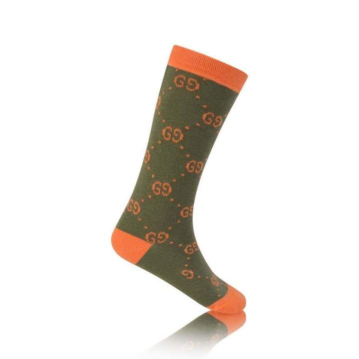 GUCCIKhaki & Orange GG Socks