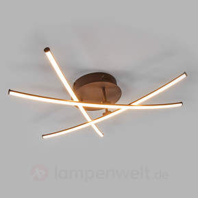 Rostfarbene LED-Deckenlampe Yael mit 3 Stäben