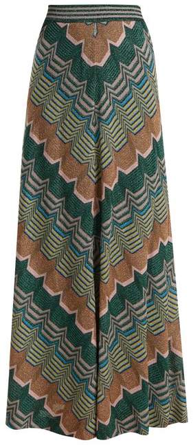 Geometric-knit flared skirt