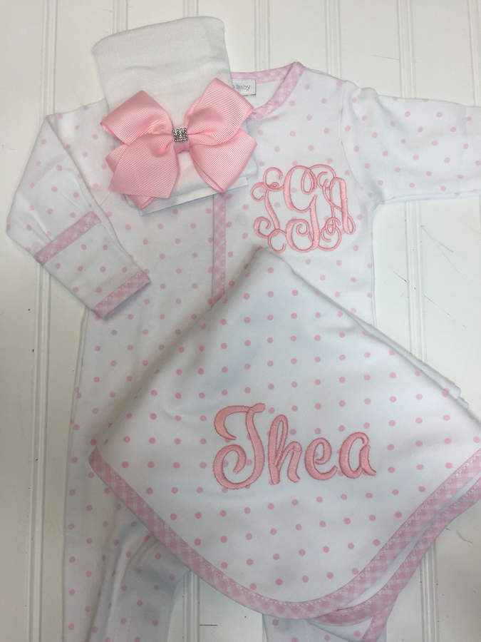 Etsy Baby girl coming home outfit, baby boy coming home outfit, Monogrammed footie, Personalized Baby gif