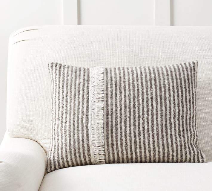 Cozy Ticking Stripe Lumbar Pillow Cover